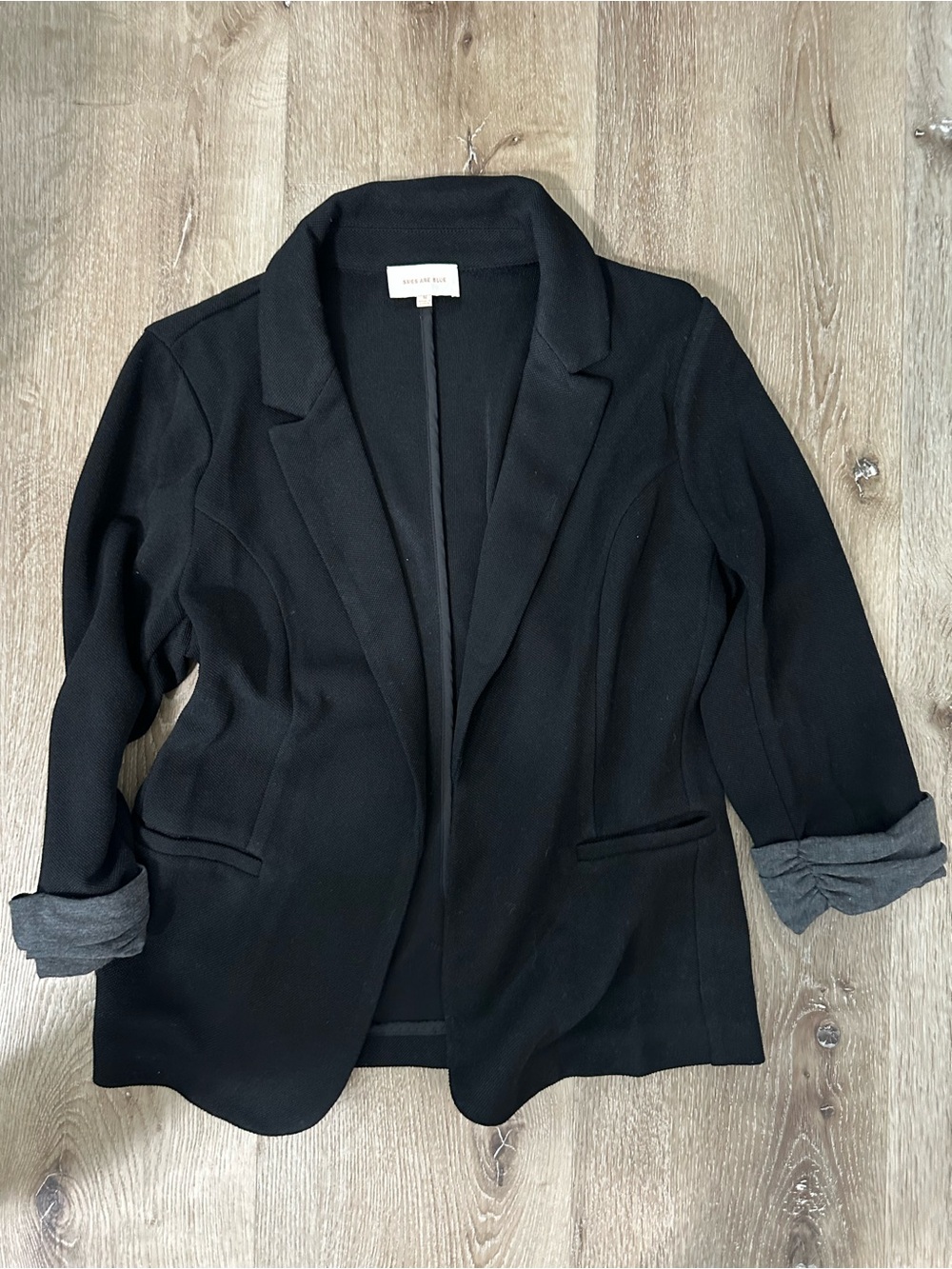 Skies Are Blue Black Open-Front Tailored Blazer